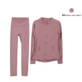 Same style jacket DF set top long-sleeve women's tight-fitting stand-up collar elastic fitness sports running yoga wear
