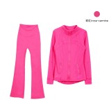 Original style bell-bottom pants and jacket set, long-sleeved women's slim-fit coat, elastic sports running yoga wear