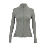 Original yoga wear sports stand-collar jacket, slim-fit, slimming, spring and autumn running fitness wear for women