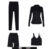 Original embroidered  stand-up collar jacket, three-quarter pants, nine-quarter pants, U-shaped tank top, four-piece slim-fit stretch suit