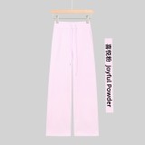 Original Embroidered  Sweatpants, Loose Fleece-Lined Straight Pants, Women's High-Waisted Wide-Leg Pants with Drawstring