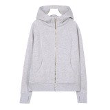 Original  Women's Hooded Slim-Fit Sweatshirt Yoga Wear Casual Sports Yoga Top with Embroidered Gold Detail