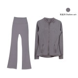 Original style bell-bottom pants and jacket set, long-sleeved women's slim-fit coat, elastic sports running yoga wear