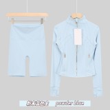 Original Embroidered  Short Stand Collar Jacket and Cropped Pants Slim Fit Sports Yoga Windproof Set