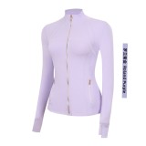 Original Embroidered  Jacket Gold Coat Top Women's Slim Fit Stand Collar Stretchy Quick-Dry Fitness Sportswear