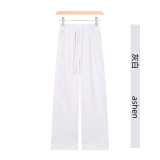 Original Embroidered  Sweatpants, Loose Fleece-Lined Straight Pants, Women's High-Waisted Wide-Leg Pants with Drawstring