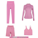 Original embroidered  stand-up collar jacket, three-quarter pants, nine-quarter pants, U-shaped tank top, four-piece slim-fit stretch suit