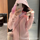 Original -style slim-fit sweatshirt with fleece lining, slimming sports hooded jacket for women, casual top wholesale
