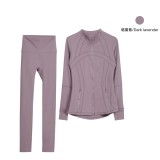 Same style jacket DF set top long-sleeve women's tight-fitting stand-up collar elastic fitness sports running yoga wear