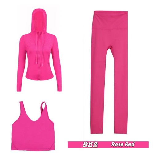 Original Embroidered  Hooded Jacket U-Shaped Nine-Point Set with Chest Pads, Top, Jacket, and Nine-Point Pants