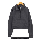 Original Embroidered  Sweatshirt for Women, High Collar, Half-Zip, Loose Fit, Fleece-Lined, Long Sleeve, for Sports and Fitness