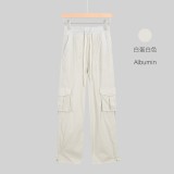 Same style Dance quick-dry breathable women's mid-waist cargo pants, American retro loose yoga casual cargo pants