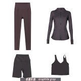 Original embroidered  stand-up collar jacket, three-quarter pants, nine-quarter pants, U-shaped tank top, four-piece slim-fit stretch suit