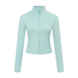 Original define short stand-up collar jacket, new model for yoga and running, women's slim-fit, elastic and shaping