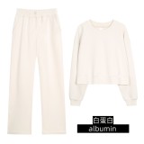 Original Embroidered  Short Round-Neck Sweatshirt Air Layer Set Long Sleeve Versatile High-Waisted Fitness Yoga Outfit