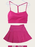 Original Embroidered  Skirt Y-shaped Bra Sports Set Tank Top Underwear for Women Fitness Nude Feel Beautiful Back