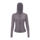 Original Define brand yoga jacket with hood for women, casual breathable sports and fitness top