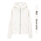Original Embroidered  Slim-Fit Full-Zip Hooded Fleece Sweatshirt Casual Sports Slimming Jacket for Women