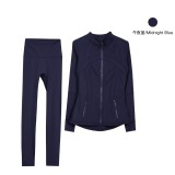 Same style jacket DF set top long-sleeve women's tight-fitting stand-up collar elastic fitness sports running yoga wear