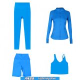 Original embroidered  stand-up collar jacket, three-quarter pants, nine-quarter pants, U-shaped tank top, four-piece slim-fit stretch suit
