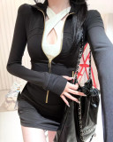 Original define short stand-up collar jacket, new model for yoga and running, women's slim-fit, elastic and shaping