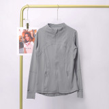 Same style as Define original label, gold zipper yoga jacket, stand-up collar fitness jacket, long-sleeved running sports coat