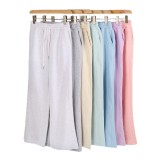 Original Embroidered  Sweatpants, Loose Fleece-Lined Straight Pants, Women's High-Waisted Wide-Leg Pants with Drawstring