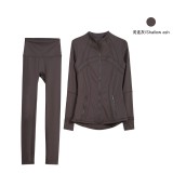 Same style jacket DF set top long-sleeve women's tight-fitting stand-up collar elastic fitness sports running yoga wear
