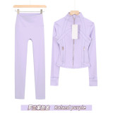 Original Embroidered  Short Stand-up Collar Jacket and Cropped Pants Set, Slim Fit, Waist-Cinching, Slimming, for Sports and Fitness