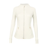 Original Define Stand Collar Jacket, Gold Fitness Yoga Wear, Long Sleeve Coat for Women, Slim Fit Top