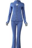 Original Embroidered  Flared Pants Jacket Gold Set Top Long Sleeve Women's Slim Fit Stretchy Sportswear