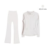 Original style bell-bottom pants and jacket set, long-sleeved women's slim-fit coat, elastic sports running yoga wear