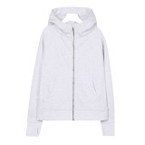 Original -style slim-fit sweatshirt with fleece lining, slimming sports hooded jacket for women, casual top wholesale
