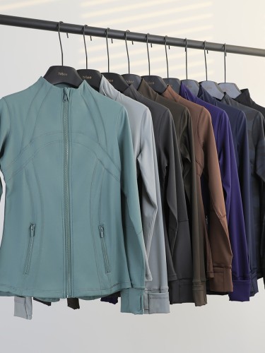 Original Embroidered  Jacket for Women, Slim Fit, Stand Collar, Stretchy, Quick-Dry, for Fitness, Sports, and Running