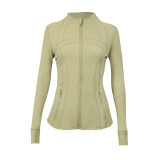 Original Define brand gold zipper yoga jacket with stand-up collar, long-sleeved fitness jacket, running sports coat