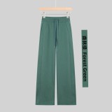 Original Embroidered  Sweatpants, Loose Fleece-Lined Straight Pants, Women's High-Waisted Wide-Leg Pants with Drawstring
