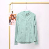 Same style as Define original label, gold zipper yoga jacket, stand-up collar fitness jacket, long-sleeved running sports coat
