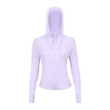 Original Define hooded jacket yoga wear slim-fit zip-up cardigan casual sports fitness women's style