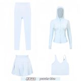 Original Embroidered  Hooded Jacket, Short Skirt, U-Back Tank Top, Cropped Pants Four-Piece Slim-Fit Outfit