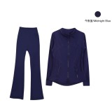 Original style bell-bottom pants and jacket set, long-sleeved women's slim-fit coat, elastic sports running yoga wear