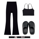 Original Embroidered  Thick-Soled EVA Sandals Y-Back Tank Top Bell Bottoms Women's Summer Slim-Fit Yoga