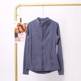Same style as Define original label, gold zipper yoga jacket, stand-up collar fitness jacket, long-sleeved running sports coat