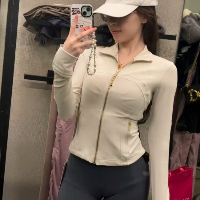 Original define short stand-up collar jacket, new model for yoga and running, women's slim-fit, elastic and shaping