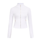 Original define short stand-up collar jacket, new model for yoga and running, women's slim-fit, elastic and shaping