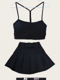 Original Embroidered  Skirt Y-shaped Bra Sports Set Tank Top Underwear for Women Fitness Nude Feel Beautiful Back