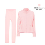 Same style jacket DF set top long-sleeve women's tight-fitting stand-up collar elastic fitness sports running yoga wear