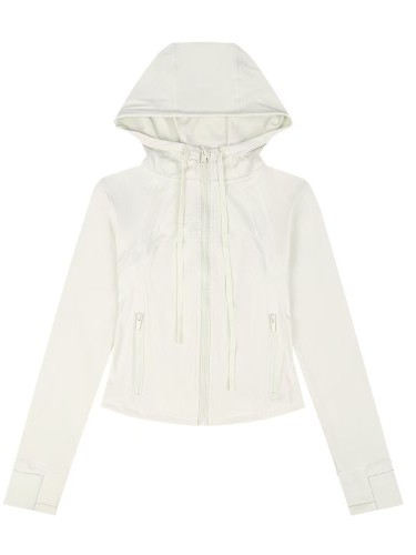 Short jacket, hooded jacket, women's slim-fit coat, stretchy