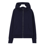 Original -style slim-fit sweatshirt with fleece lining, slimming sports hooded jacket for women, casual top wholesale