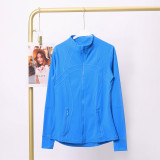 Same style as Define original label, gold zipper yoga jacket, stand-up collar fitness jacket, long-sleeved running sports coat