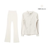 Original style bell-bottom pants and jacket set, long-sleeved women's slim-fit coat, elastic sports running yoga wear